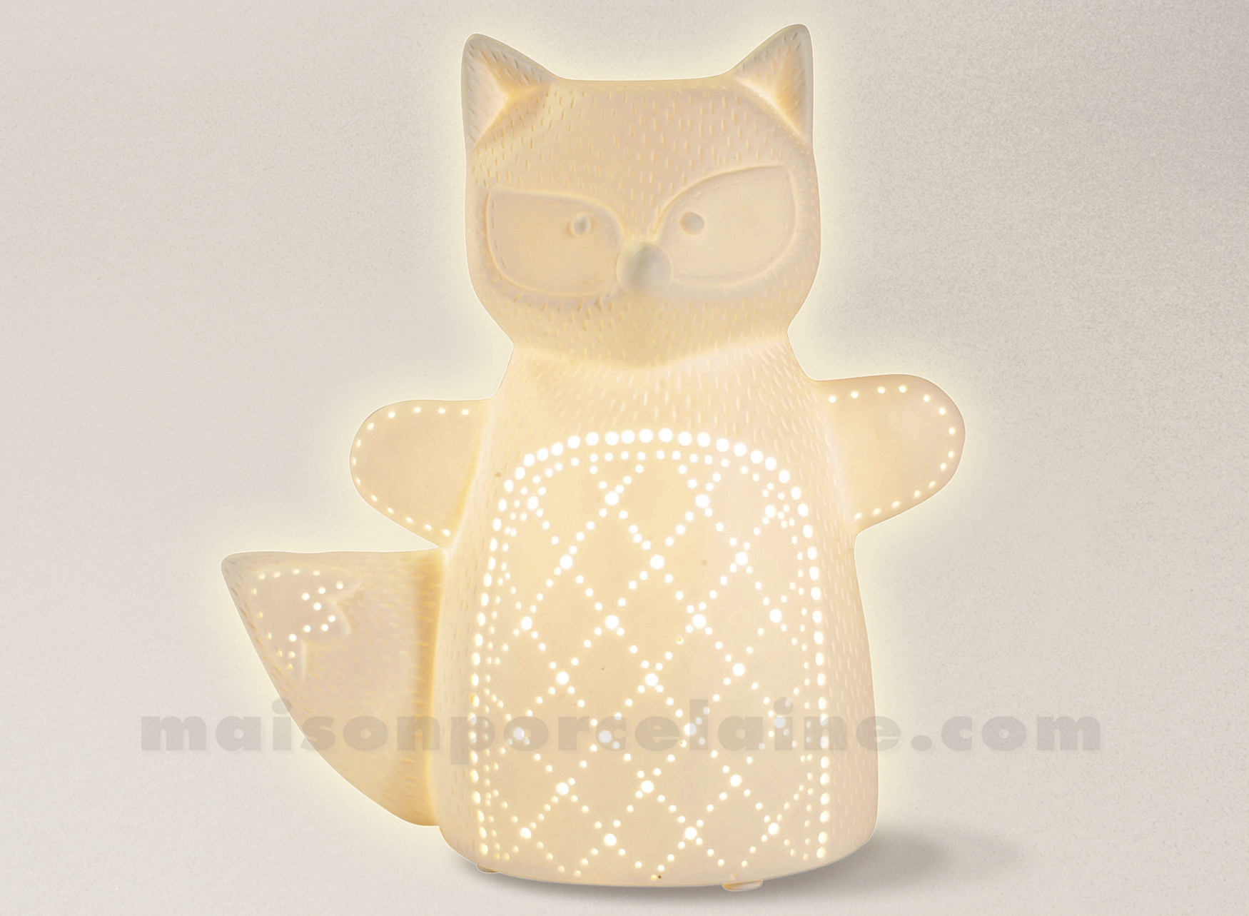 Lampe Biscuit Lampe Renard Blanc 19x12xh21cm Maison De La Porcelaine