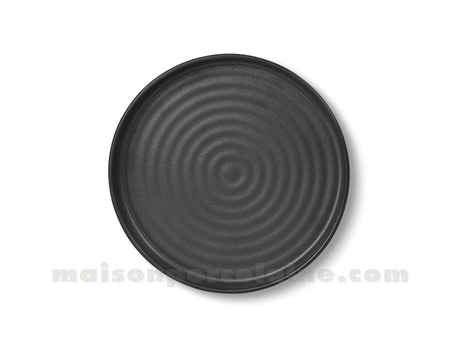 ASSIETTE PLATE PORCELAINE EMAIL NOIR MAT D16CM