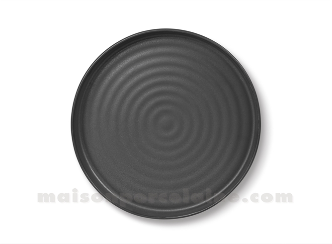 ASSIETTE PLATE PORCELAINE EMAIL NOIR MAT D19CM