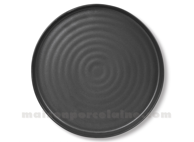 ASSIETTE PLATE PORCELAINE EMAIL NOIR MAT D25CM