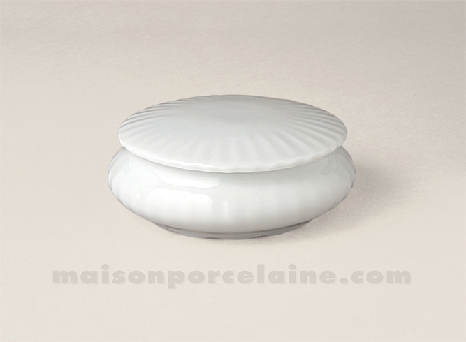 BOMBONNIERE LIMOGES PORCELAINE BLANCHE RONDE TORSE PLATE N°4 D9