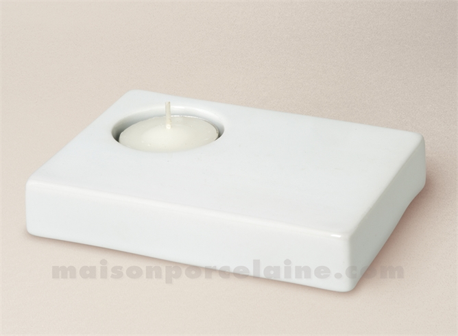 BOUGEOIR PORCELAINE BLANCHE RECTANGULAIRE UNI 12.5X9