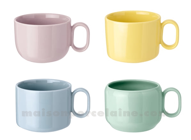 MIX’N’MATCH MUGS 4 PIÈCES. - BLEU JAUNE ROSE VERT