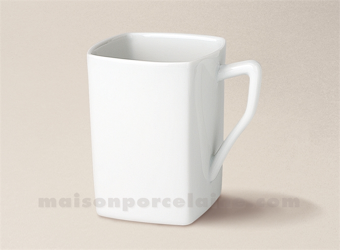 MUG PORCELAINE BLANCHE LIMOGES CARRE 26CL