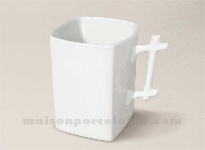 MUG PORCELAINE BLANCHE LIMOGES CARRE 26CL