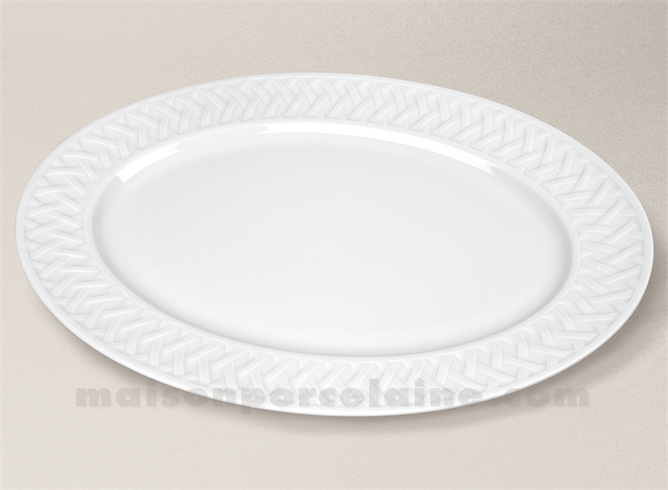 PLAT OVALE LIMOGES PORCELAINE BLANCHE LOUISIANE 41X30