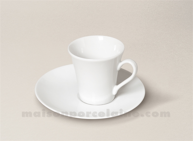 TASSE CAFE+SOUCOUPE PORCELAINE BLANCHE KOSMOS 5X7 9CL