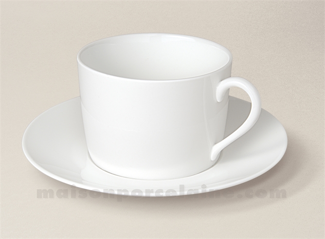 TASSE DEJEUNER EMPIRE+SOUCOUPE PORCELAINE BLANCHE SOLOGNE 36CL