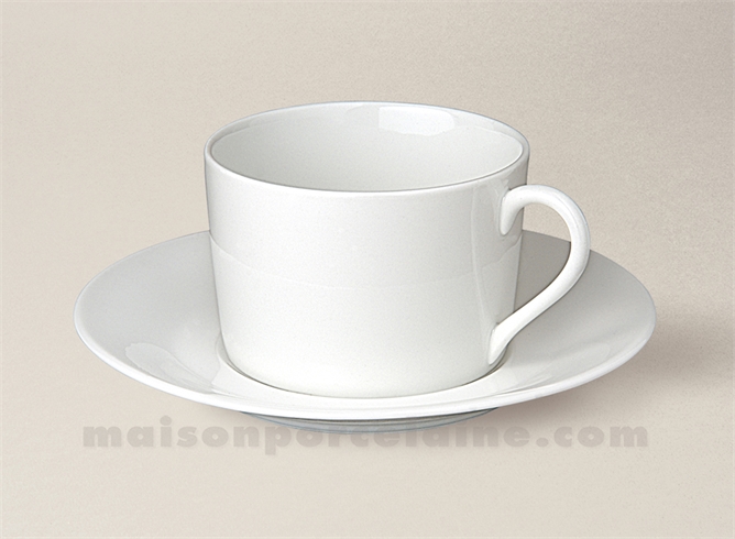 TASSE THE EMPIRE+SOUCOUPE PORCELAINE BLANCHE SOLOGNE 20CL