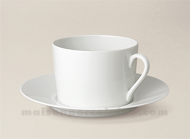 TASSE THE+SOUCOUPE  PORCELAINE BLANCHE FABRIQUE EN FRANCE EMPIRE 20CL