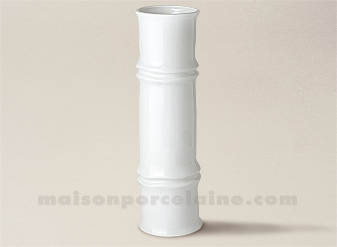 VASE LIMOGES PORCELAINE BLANCHE BAMBOU GM 32,5X10 1,36L