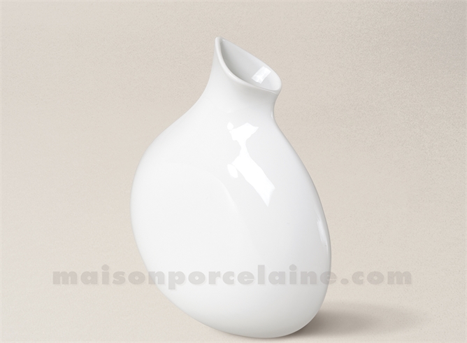 VASE LIMOGES PORCELAINE BLANCHE LIMOGES PALERME MM H16-16X4CM