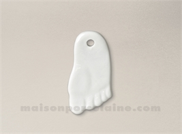 PENDENTIF/MEDAILLON PORCELAINE BLANCHE A PEINDRE PIED BEBE 5X2.5X5